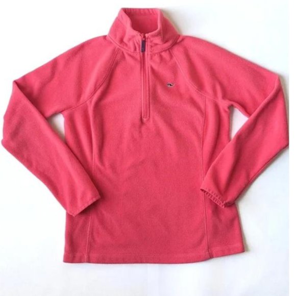 Vineyard Vines Women's Pink Polyester Half Zip Fleece Jacket - Picture 1 of 5
